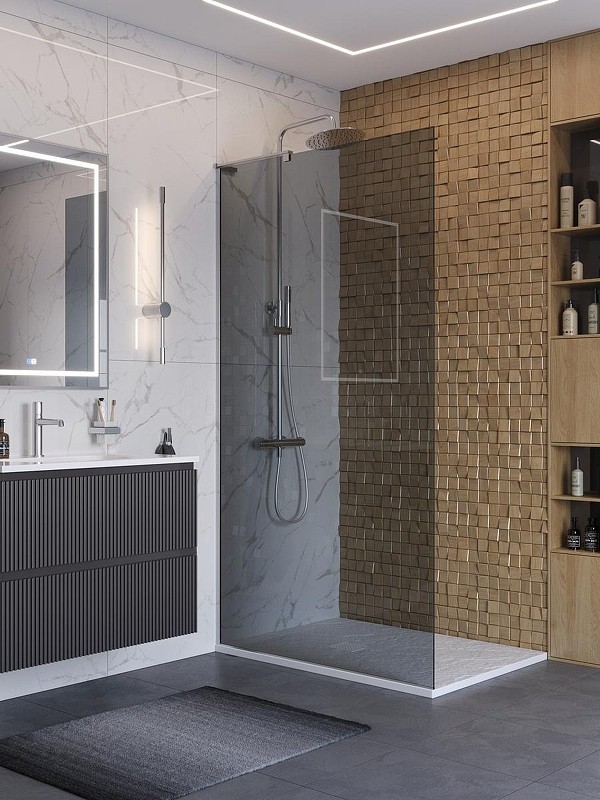Душевая перегородка BelBagno Uno 100 UNO-L-1-TB-100-GR-Cr