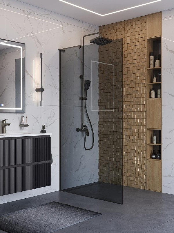 Душевая перегородка BelBagno Uno 100 UNO-L-1-TB-100-GR-GM