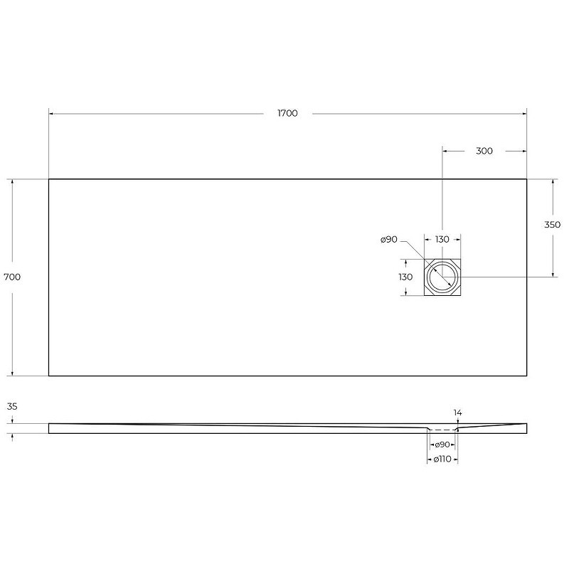Душевой поддон из искусственного камня BelBagno Uno 170x70 TRAY-MR-UNO-AH-170/70-35-W-NO