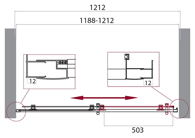 Душевая дверь BelBagno UNO-195-BF-1-120-C-Cr 120х195