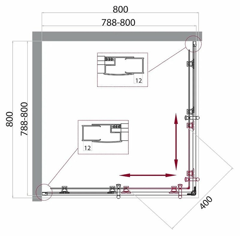 Душевой уголок BelBagno Uno 80х80 UNO-195-A-2-80-P-Cr