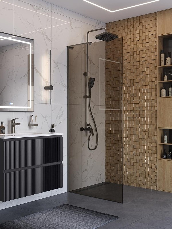 Душевая перегородка BelBagno Uno 90 UNO-L-1-TB-90-BR-GM