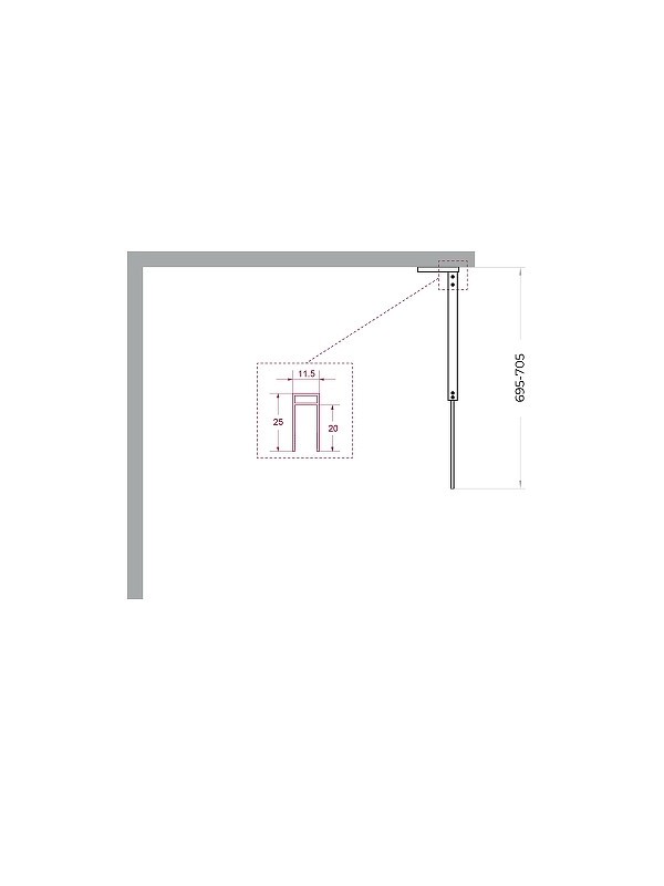 Душевая перегородка BelBagno Uno 70 UNO-L-1-TB-70-C-GM
