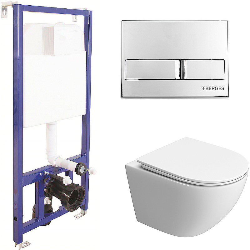 Комплект унитаза BelBagno Uno-Tor BB5177CH-TOR/SC с инсталляцией Berges Novum L3 040213
