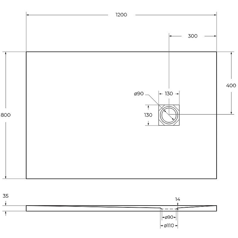 Душевой поддон из искусственного камня BelBagno Uno 120x80 TRAY-MR-UNO-AH-120/80-35-NERO-CR