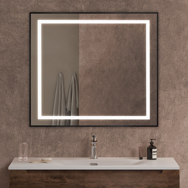 Зеркало BelBagno Kraft 90 SPC-KRAFT-900-800-SENS-NERO с подсветкой