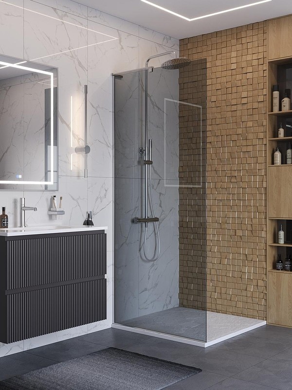 Душевая перегородка BelBagno Uno 80 UNO-L-1-TB-80-GR-Cr