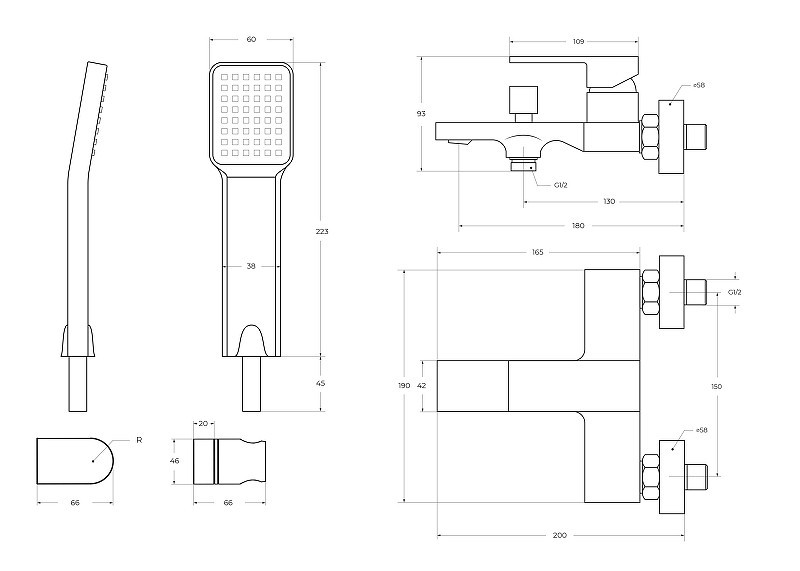 Смеситель для ванны BelBagno Romana ROM-VASM-CRM
