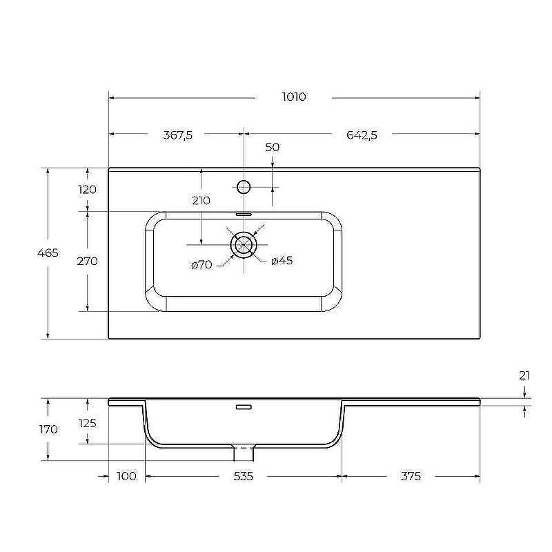 Раковина BelBagno 100 L BB1000ETL-L