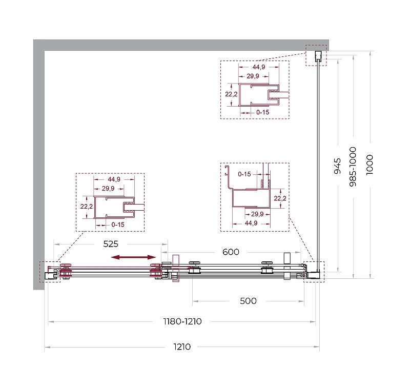 Душевой уголок BelBagno Marino 2 120x100 MARINO-2-AH-1-120/100-C-Cr
