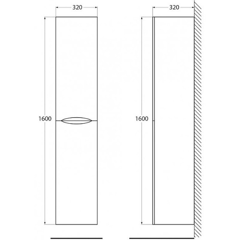 Шкаф пенал BelBagno Acqua 32 ACQUA-1600-2A-SC-PS-P подвесной