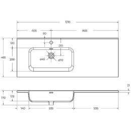 Раковина BelBagno 120 L BB1200ETL-L