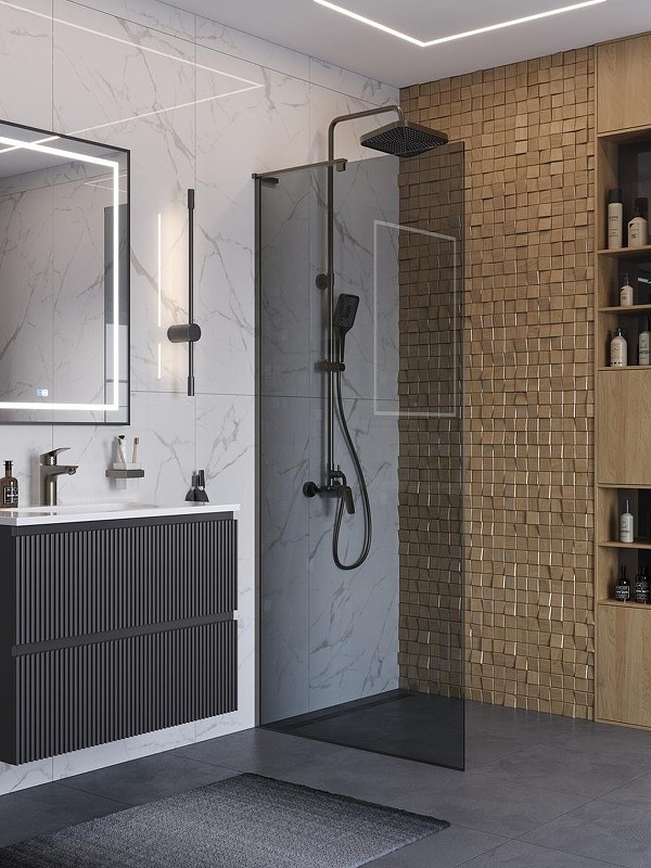 Душевая перегородка BelBagno Uno 90 UNO-L-1-TB-90-GR-GM
