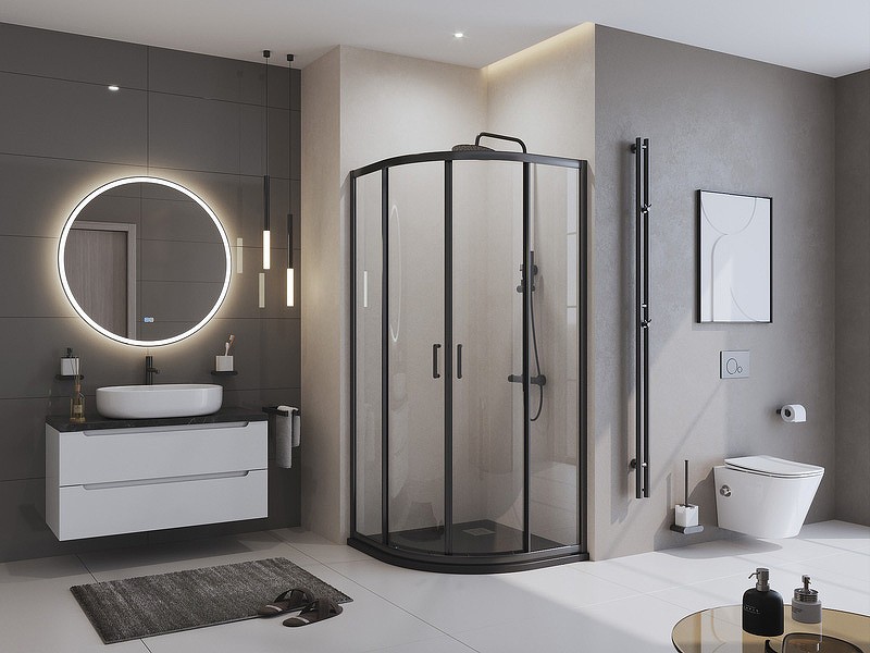 Душевой поддон из искусственного камня BelBagno Uno 90x90 TRAY-MR-UNO-R-90-550-35-NERO-CR