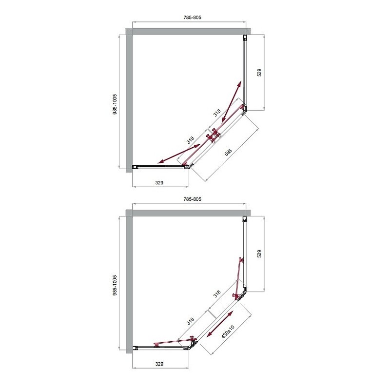 Душевой уголок BelBagno Uno 100х80 UNO-195-PH-2-100/80-C-Cr