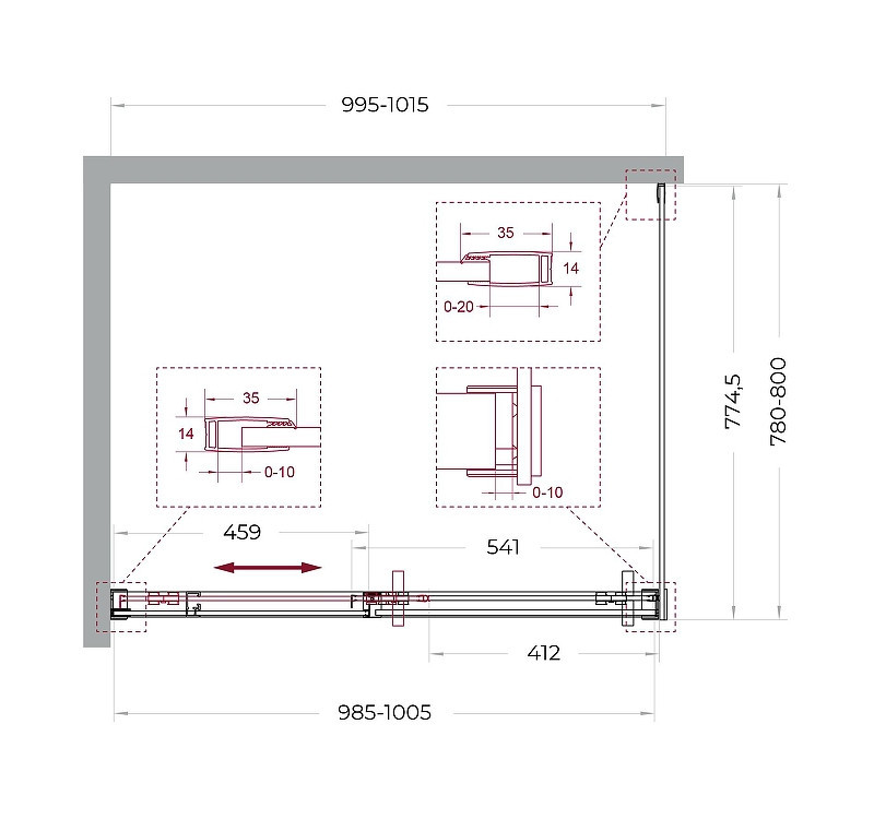 Душевой уголок BelBagno Soft Close-1 100x80 SOFT_CLOSE-1-AH-1-100/80-C-Cr