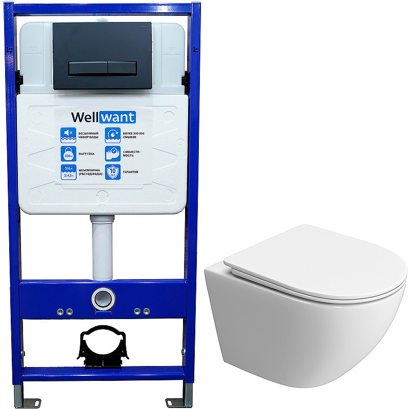 Комплект унитаза BelBagno Uno-Tor BB5177CH-TOR/SC с инсталляцией WellWant Standart 50 WWISI111BB