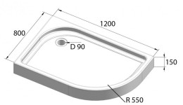 Акриловый поддон для душа BelBagno Tray 120x80x15 TRAY-BB-RH-120/80-550-15-W-L