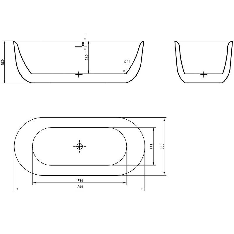 Акриловая ванна BelBagno 180x80 BB706-1800-800