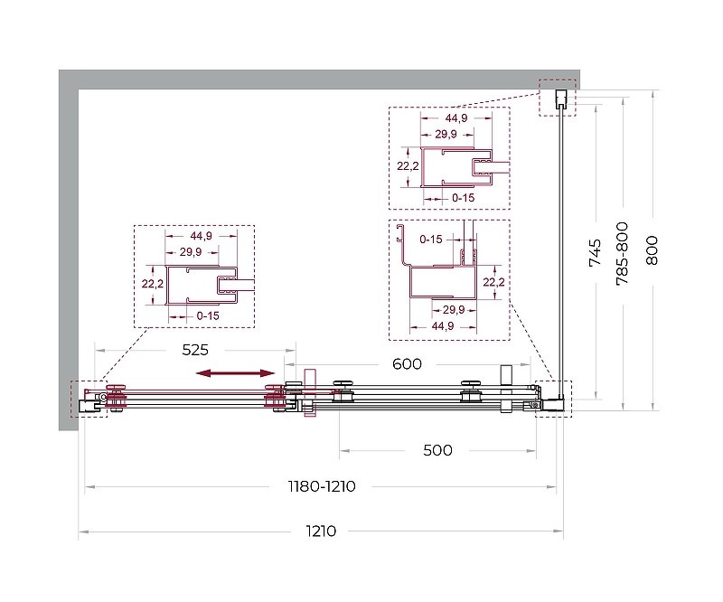 Душевой уголок BelBagno Marino 2 120x80 MARINO-2-AH-1-120/80-C-GM