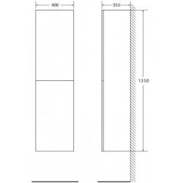Шкаф пенал BelBagno Luce 40 LUCE-1350-2A-SC-PL подвесной