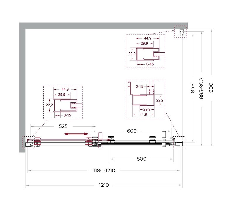Душевой уголок BelBagno Marino 2 120x90 MARINO-2-AH-1-120/90-C-GM