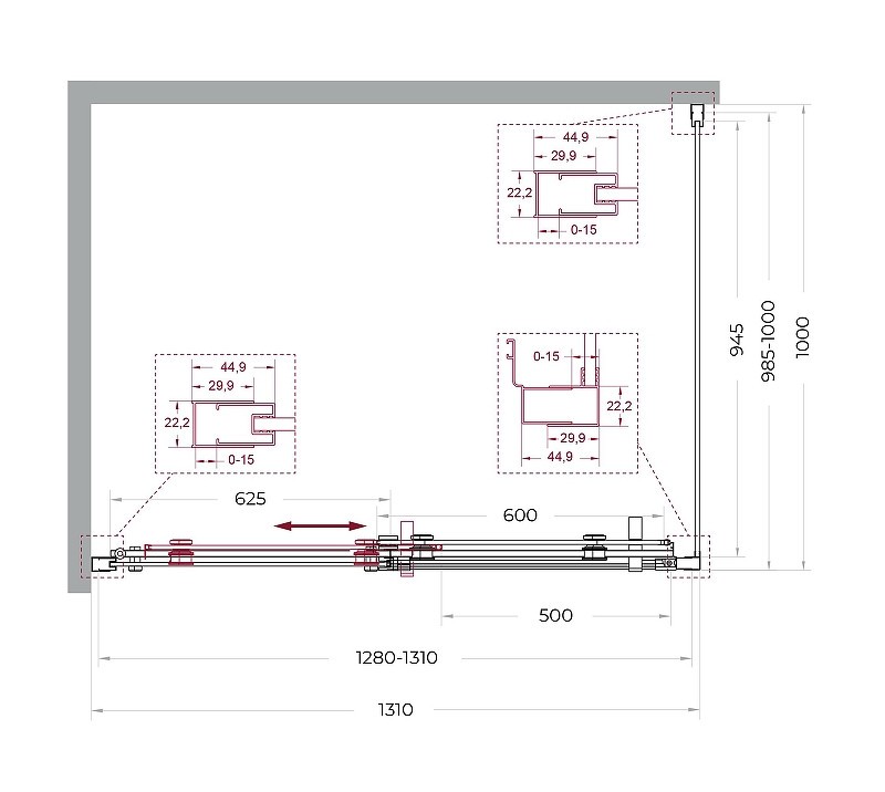 Душевой уголок BelBagno Marino 2 130x100 MARINO-2-AH-1-130/100-C-Cr