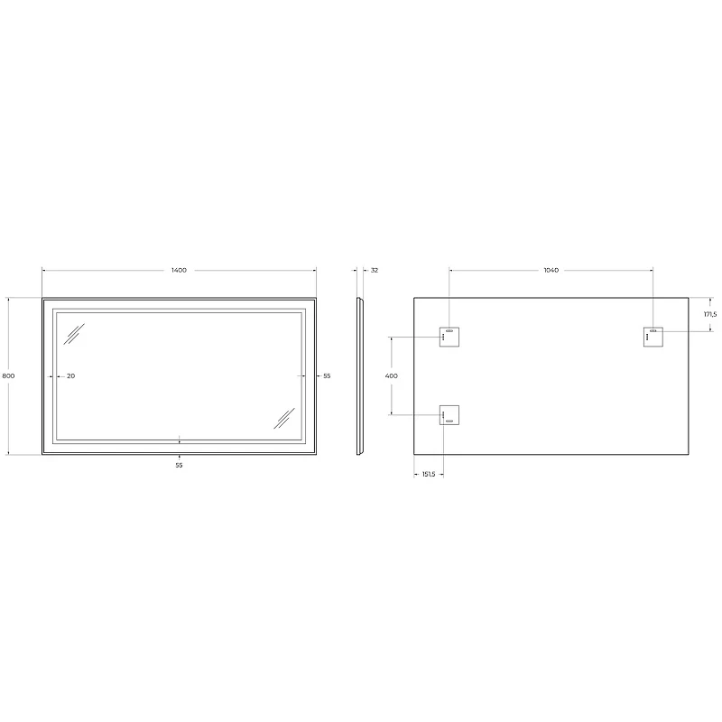 Зеркало BelBagno Kraft 140 SPC-KRAFT-1400-800-SENS-AL с подсветкой