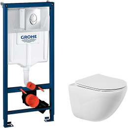 Комплект унитаза BelBagno Amanda BB051CHR+BB051SC с инсталляцией Grohe Rapid SL 38721001