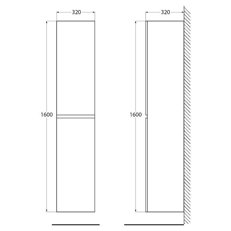 Шкаф пенал BelBagno 32 ALBANO-1600-2A-SC-RR-P подвесной