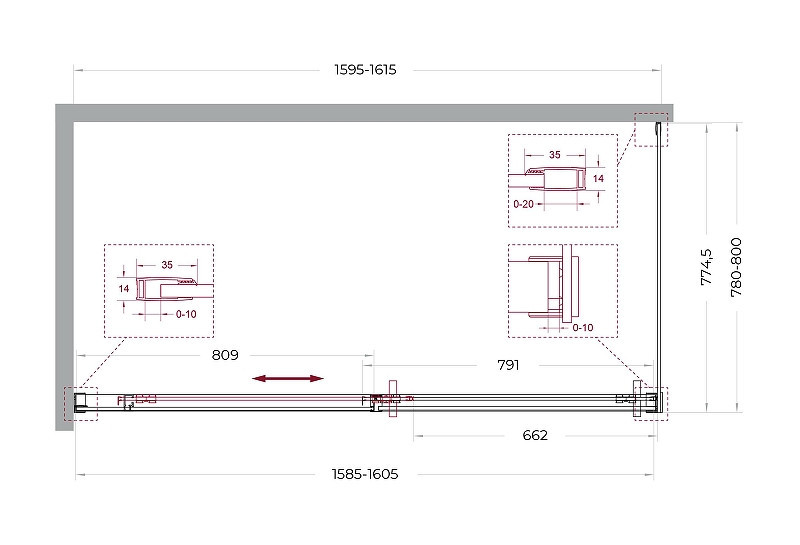 Душевой уголок BelBagno Soft Close-1 160x80 SOFT_CLOSE-1-AH-1-160/80-C-GM