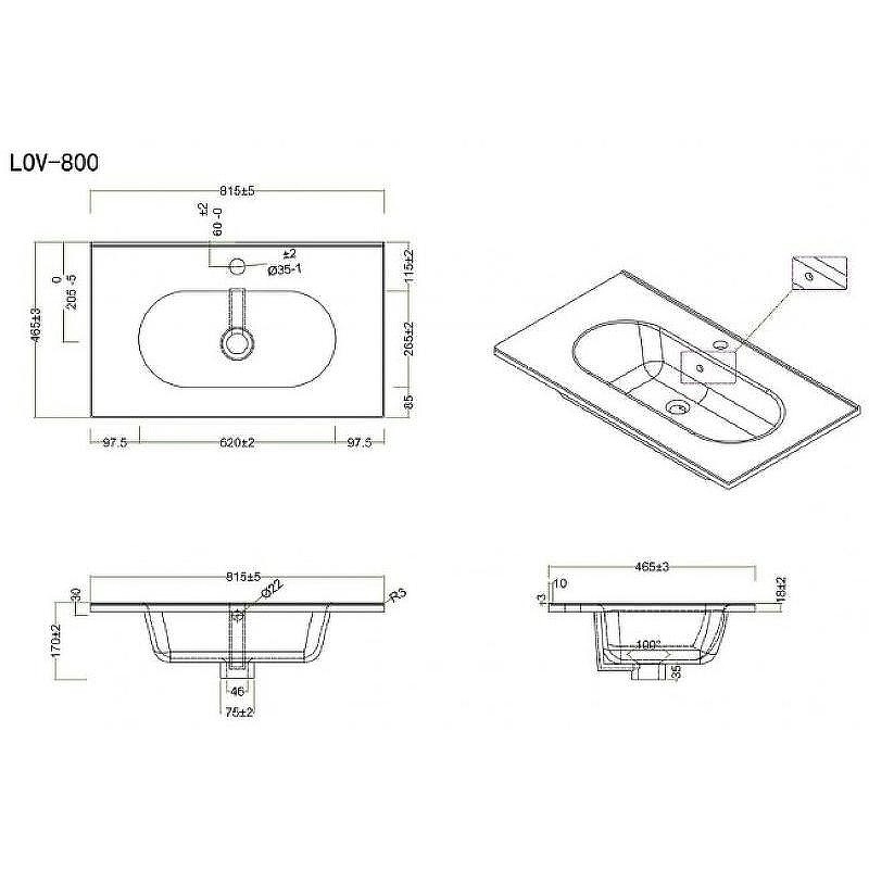 Раковина BelBagno Love 80 LOV-800-LVB