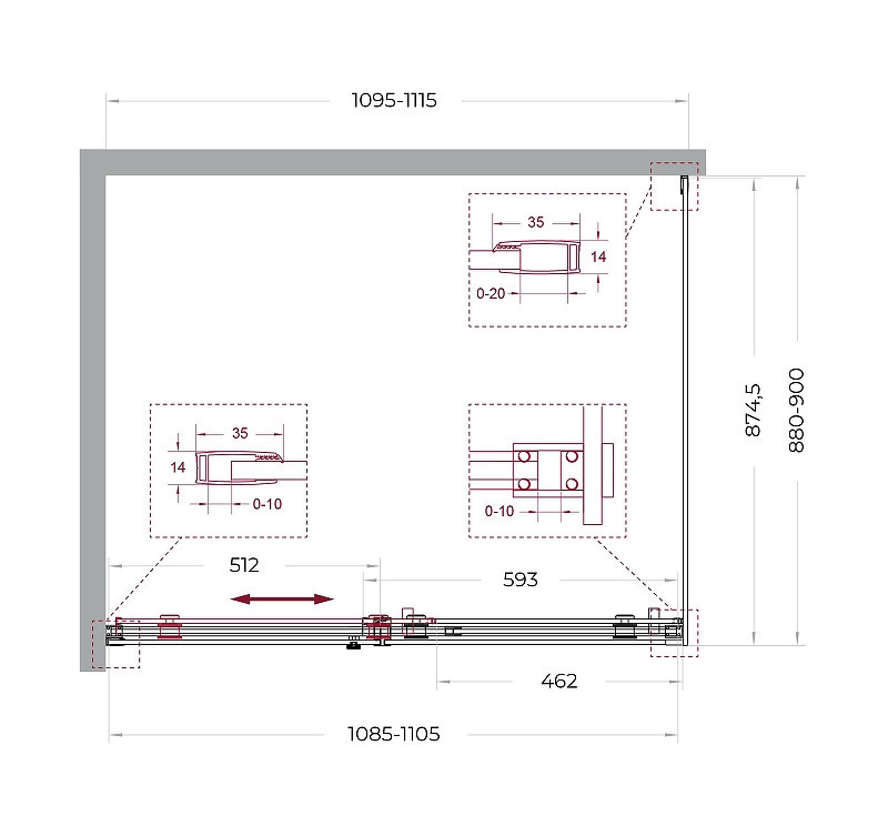 Душевой уголок BelBagno Soft Close-2 110x90 SOFT_CLOSE-2-AH-1-110/90-C-GM