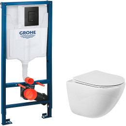 Комплект унитаза BelBagno Amanda BB051CHR+BB051SC с инсталляцией Grohe Rapid SL 38811KF0