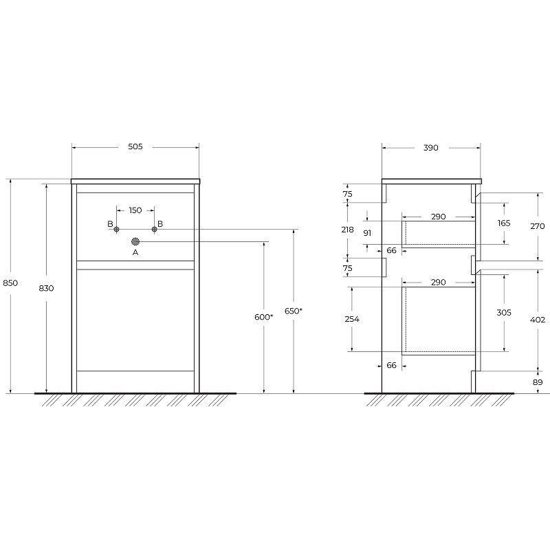 Тумба под раковину BelBagno Kraft 39 50 KRAFT39-500/390-2C-PIA-BO