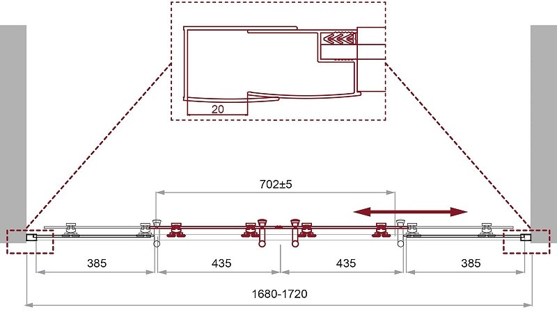 Душевая дверь BelBagno Uno 170 UNO-195-BF-2-170-P-Cr