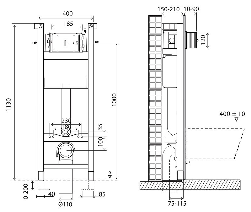 Инсталляция BelBagno BB004-40 EXPERT для подвесного унитаза