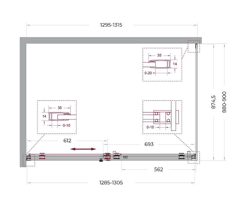Душевой уголок BelBagno Soft Close-2 130x90 SOFT_CLOSE-2-AH-1-130/90-C-GM