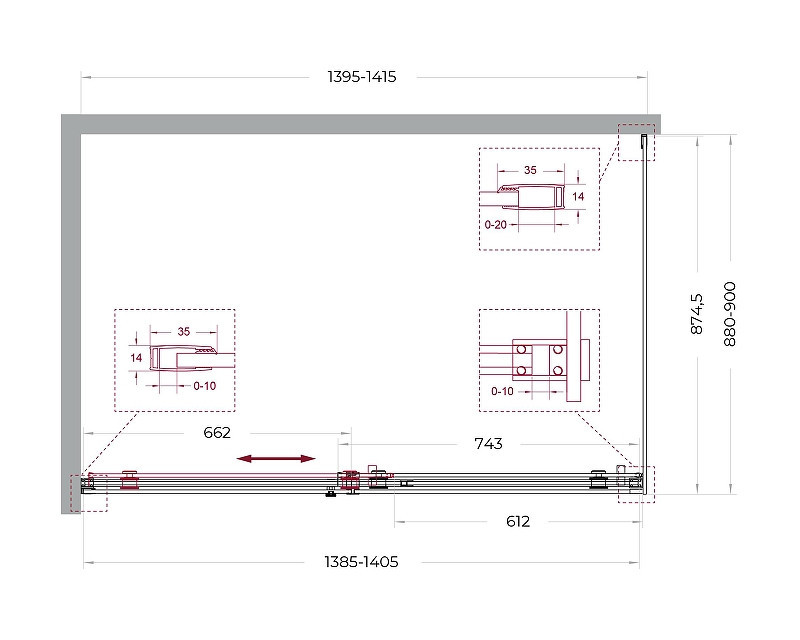 Душевой уголок BelBagno Soft Close-2 140x90 SOFT_CLOSE-2-AH-1-140/90-C-GM