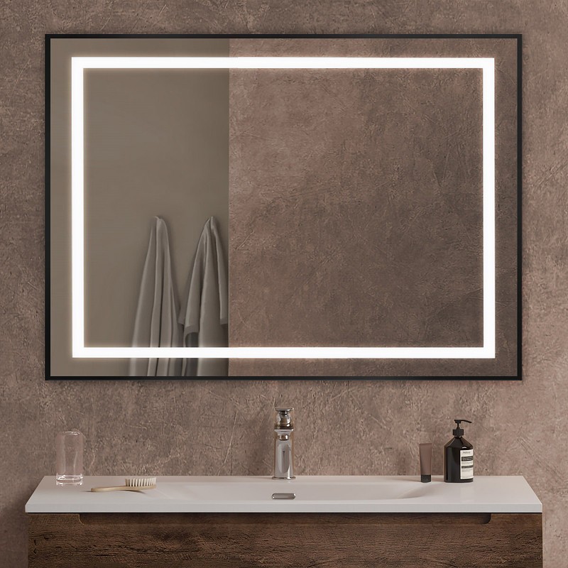 Зеркало BelBagno Kraft 100 SPC-KRAFT-1000-800-SENS-NERO с подсветкой