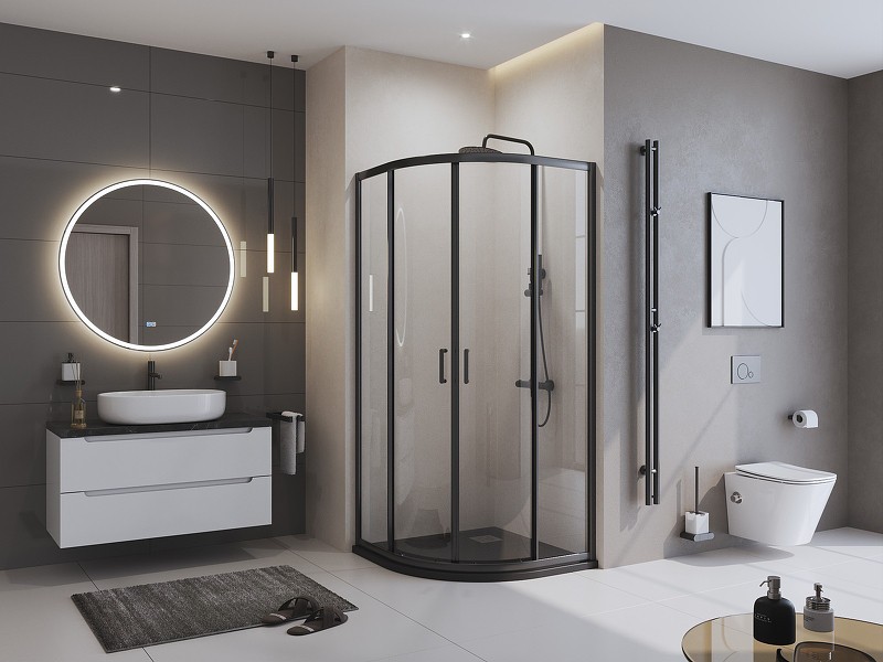 Душевой поддон из искусственного камня BelBagno Uno 90x90 TRAY-MR-UNO-R-90-550-35-NERO