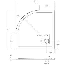Душевой поддон из искусственного камня BelBagno Uno 90x90 TRAY-MR-UNO-R-90-550-35-NERO
