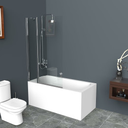 Шторка на ванну BelBagno UNO-V-11-120/150-C-Cr