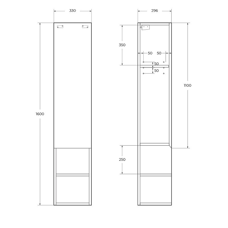 Шкаф пенал BelBagno Kraft 33 L KRAFT-1600-1A-SC-RT-L подвесной
