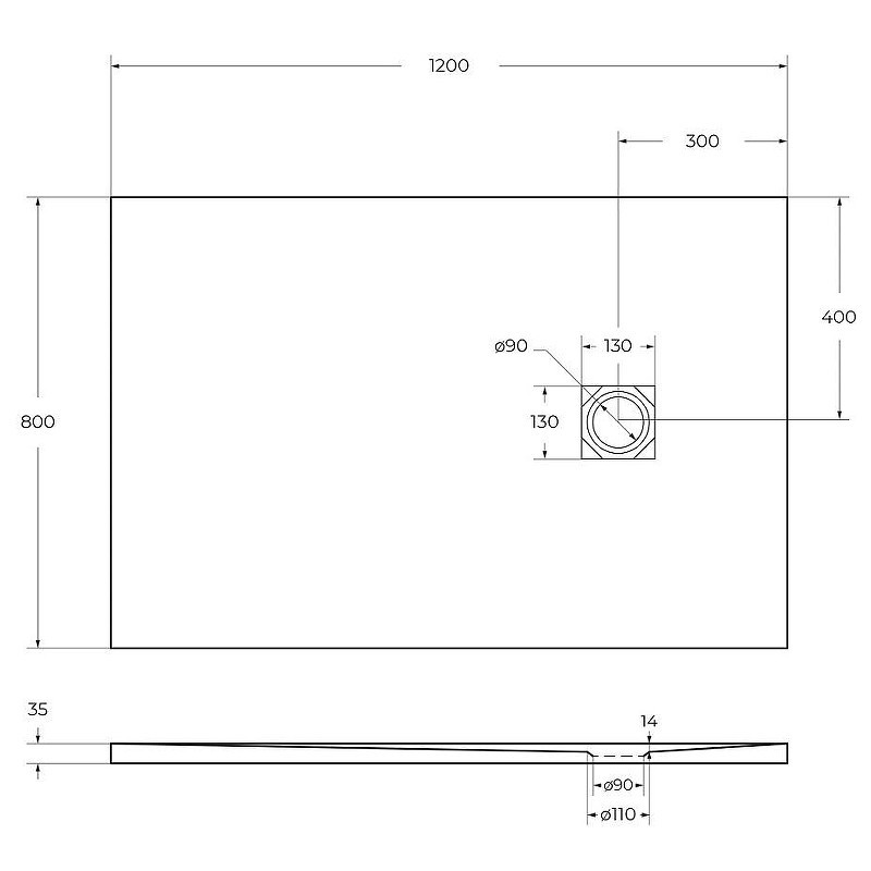 Душевой поддон из искусственного камня BelBagno Uno 120x80 TRAY-MR-UNO-AH-120/80-35-W-BO