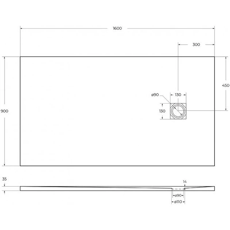Душевой поддон из искусственного камня BelBagno Uno 160x90 TRAY-MR-UNO-AH-160/90-35-W-CR