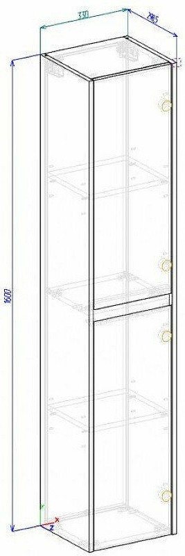 Шкаф пенал BelBagno Kraft 33 L KRAFT-1600-2A-SC-RT-L подвесной