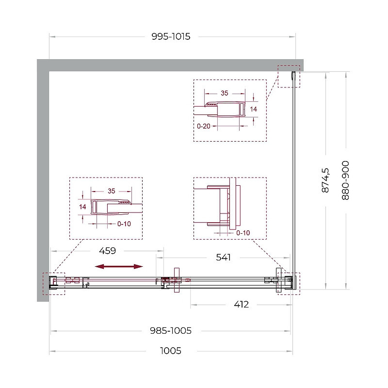 Душевой уголок BelBagno Soft Close-1 100x90 SOFT_CLOSE-1-AH-1-100/90-C-Cr