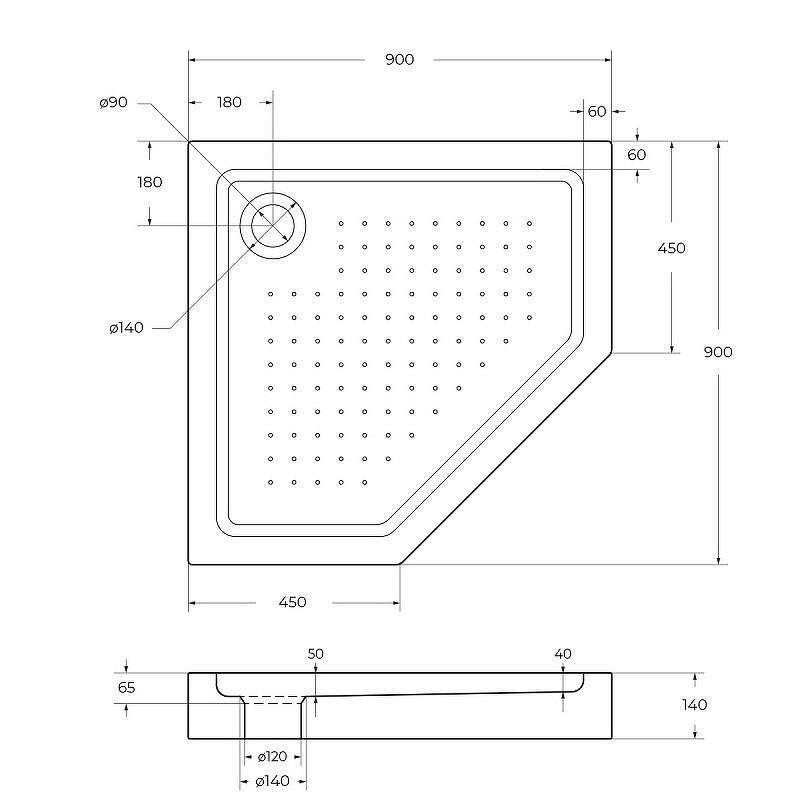 Акриловый поддон для душа BelBagno Tray 90x90 TRAY-BB-P-90-15-W