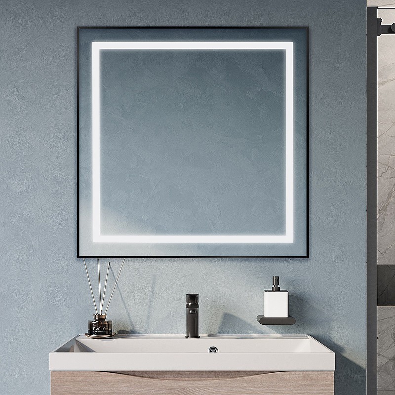 Зеркало BelBagno Kraft 80 SPC-KRAFT-800-800-SENS-NERO с подсветкой